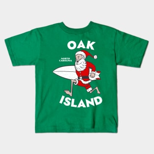 Oak Island, NC Christmas Vacationing Skiing Santa Kids T-Shirt